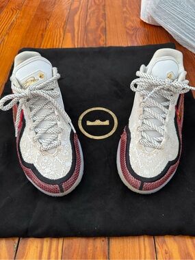 Nike LeBron Low-Top Sneakers in Cream, Red & Black
